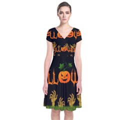 Halloween Short Sleeve Front Wrap Dress by Valentinaart