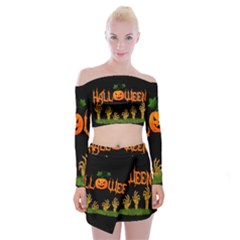 Halloween Off Shoulder Top With Skirt Set by Valentinaart