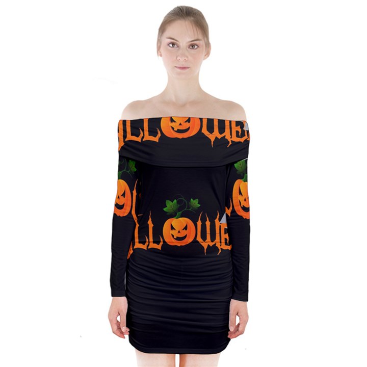 Halloween Long Sleeve Off Shoulder Dress