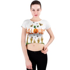 Halloween Crew Neck Crop Top by Valentinaart