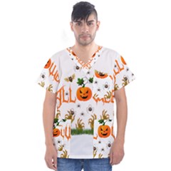 Halloween Men s V-neck Scrub Top