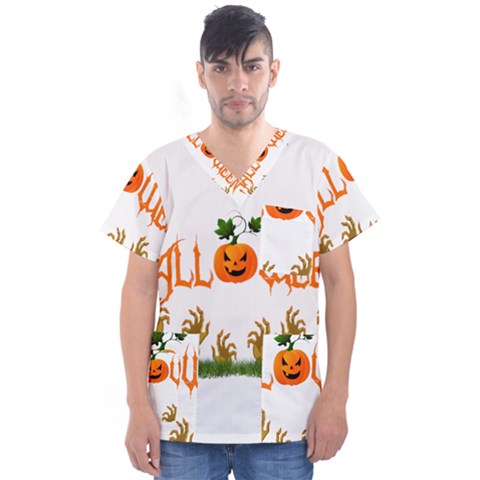 Halloween Men s V-neck Scrub Top by Valentinaart