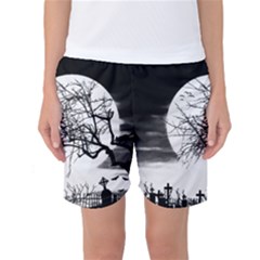 Halloween Landscape Women s Basketball Shorts by Valentinaart