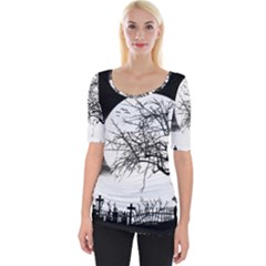 Halloween Landscape Wide Neckline Tee