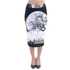 Halloween Landscape Velvet Midi Pencil Skirt by Valentinaart