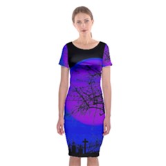 Halloween Landscape Classic Short Sleeve Midi Dress by Valentinaart