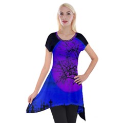 Halloween Landscape Short Sleeve Side Drop Tunic by Valentinaart