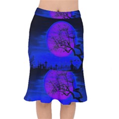 Halloween Landscape Mermaid Skirt by Valentinaart