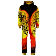 Halloween Landscape Hooded Jumpsuit (men)  by Valentinaart