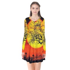 Halloween Landscape Flare Dress by Valentinaart