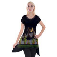 Halloween Zombie Hands Short Sleeve Side Drop Tunic by Valentinaart