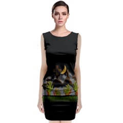 Halloween Zombie Hands Sleeveless Velvet Midi Dress by Valentinaart