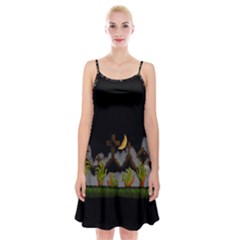 Halloween Zombie Hands Spaghetti Strap Velvet Dress by Valentinaart