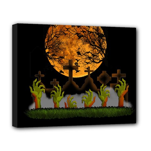 Halloween Zombie Hands Deluxe Canvas 20  X 16   by Valentinaart