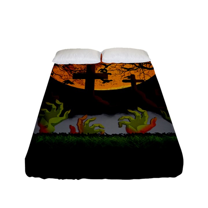 Halloween Zombie Hands Fitted Sheet (Full/ Double Size)