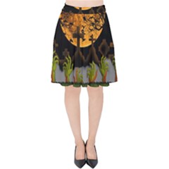 Halloween Zombie Hands Velvet High Waist Skirt