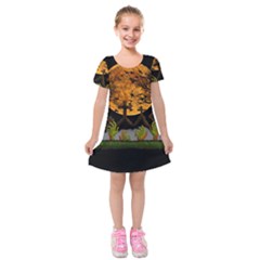 Halloween Zombie Hands Kids  Short Sleeve Velvet Dress by Valentinaart