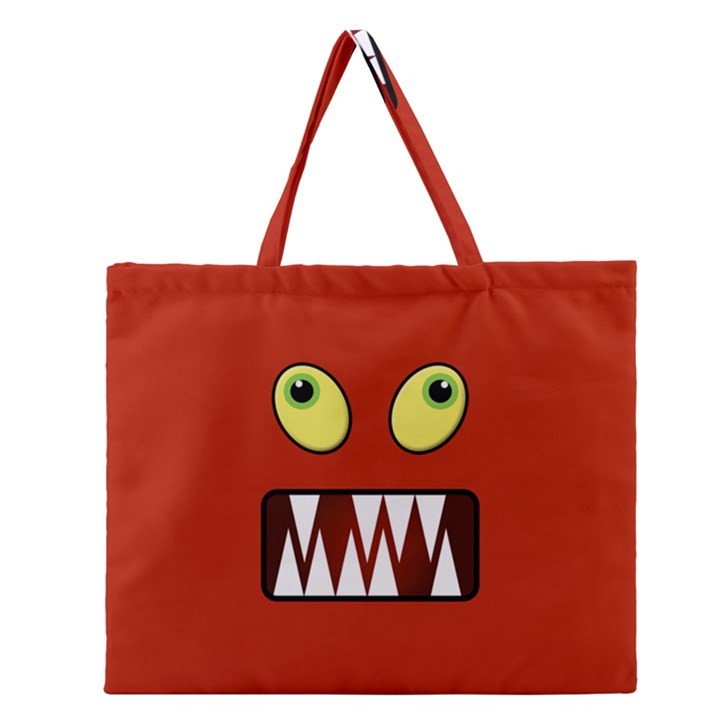 Funny Monster Face Zipper Large Tote Bag