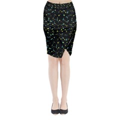 Splatter Abstract Dark Pattern Midi Wrap Pencil Skirt by dflcprints