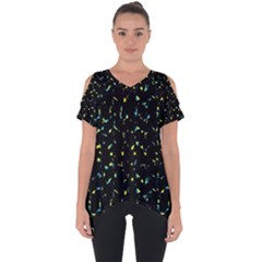 Splatter Abstract Dark Pattern Cut Out Side Drop Tee