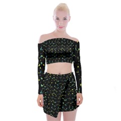 Splatter Abstract Dark Pattern Off Shoulder Top With Skirt Set by dflcprints