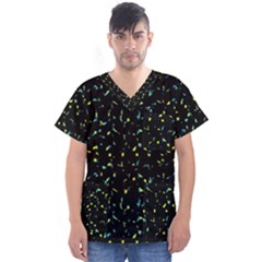 Splatter Abstract Dark Pattern Men s V-neck Scrub Top