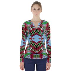 Digital Dot One V-neck Long Sleeve Top