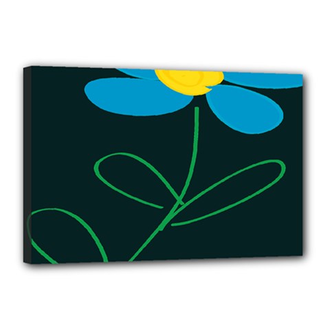 Whimsical Blue Flower Green Sexy Canvas 18  X 12 