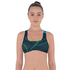 Whimsical Blue Flower Green Sexy Got No Strings Sports Bra