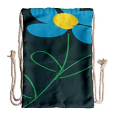 Whimsical Blue Flower Green Sexy Drawstring Bag (large)