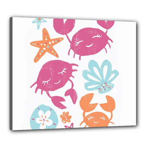 Animals Sea Flower Tropical Crab Canvas 24  X 20  by Mariart