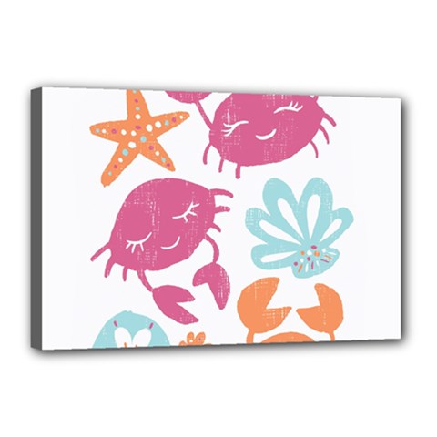 Animals Sea Flower Tropical Crab Canvas 18  X 12  by Mariart