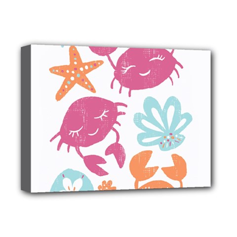 Animals Sea Flower Tropical Crab Deluxe Canvas 16  X 12   by Mariart