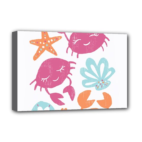 Animals Sea Flower Tropical Crab Deluxe Canvas 18  X 12   by Mariart