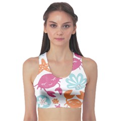 Animals Sea Flower Tropical Crab Sports Bra by Mariart