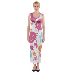 Animals Sea Flower Tropical Crab Fitted Maxi Dress by Mariart