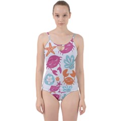 Animals Sea Flower Tropical Crab Cut Out Top Tankini Set