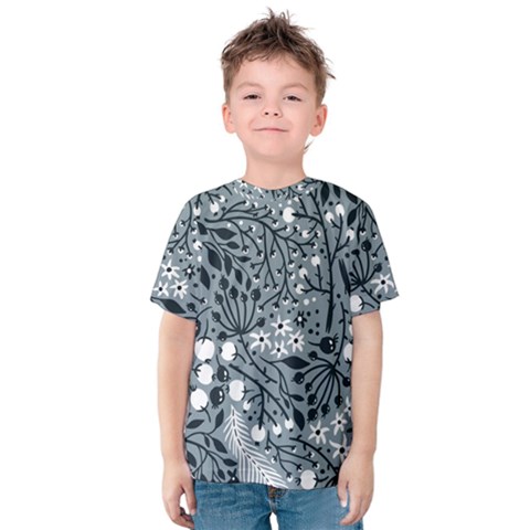 Abstract Floral Pattern Grey Kids  Cotton Tee by Mariart