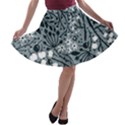 Abstract Floral Pattern Grey A-line Skater Skirt View1