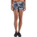 Abstract Floral Pattern Grey Yoga Shorts View1