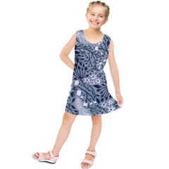 Abstract Floral Pattern Grey Kids  Tunic Dress