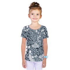 Abstract Floral Pattern Grey Kids  One Piece Tee