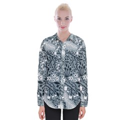 Abstract Floral Pattern Grey Womens Long Sleeve Shirt