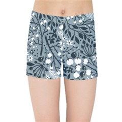 Abstract Floral Pattern Grey Kids Sports Shorts