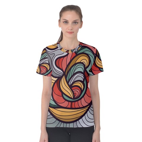 Beautiful Pattern Background Wave Chevron Waves Line Rainbow Art Women s Cotton Tee by Mariart