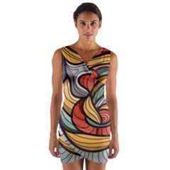 Beautiful Pattern Background Wave Chevron Waves Line Rainbow Art Wrap Front Bodycon Dress by Mariart