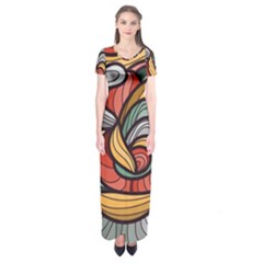 Beautiful Pattern Background Wave Chevron Waves Line Rainbow Art Short Sleeve Maxi Dress by Mariart