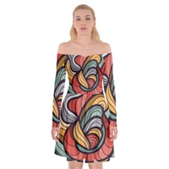 Beautiful Pattern Background Wave Chevron Waves Line Rainbow Art Off Shoulder Skater Dress by Mariart