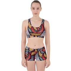 Beautiful Pattern Background Wave Chevron Waves Line Rainbow Art Work It Out Sports Bra Set