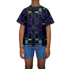 Biostatistics Line Blue Kids  Short Sleeve Swimwear by Mariart